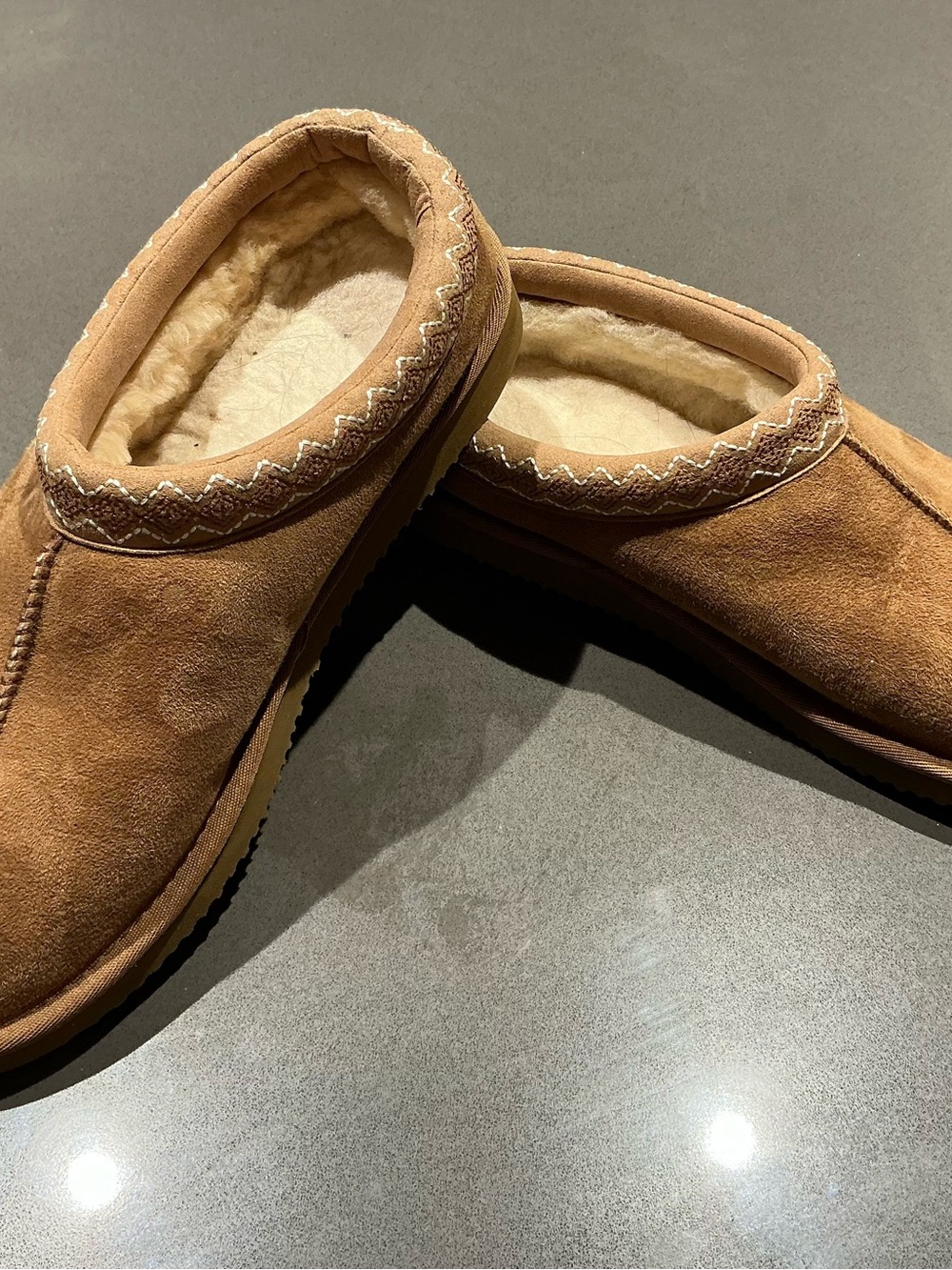 Women Tan Suede Shearling-Lined Slip-On Slippers